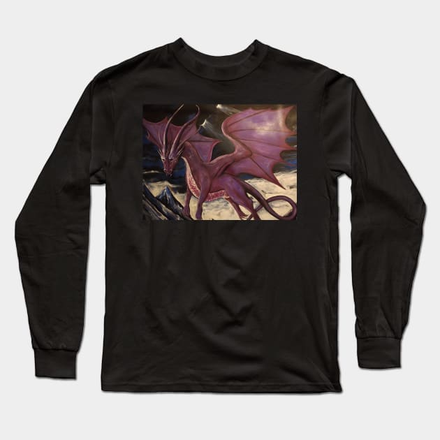 Purple Dragon close up Long Sleeve T-Shirt by crystalwave4